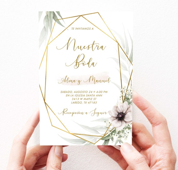 siete y media simultáneo Darse prisa Invitaciones De Boda Template Sencilla Invitaciones Para Boda - Etsy España