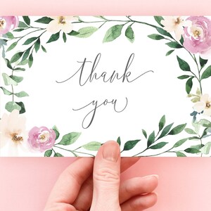 Greenery Thank You Card, Bridal Shower Thank You Card, Thank You Card Floral, Printable Thank You Cards, PDF, Instant Download, Katie