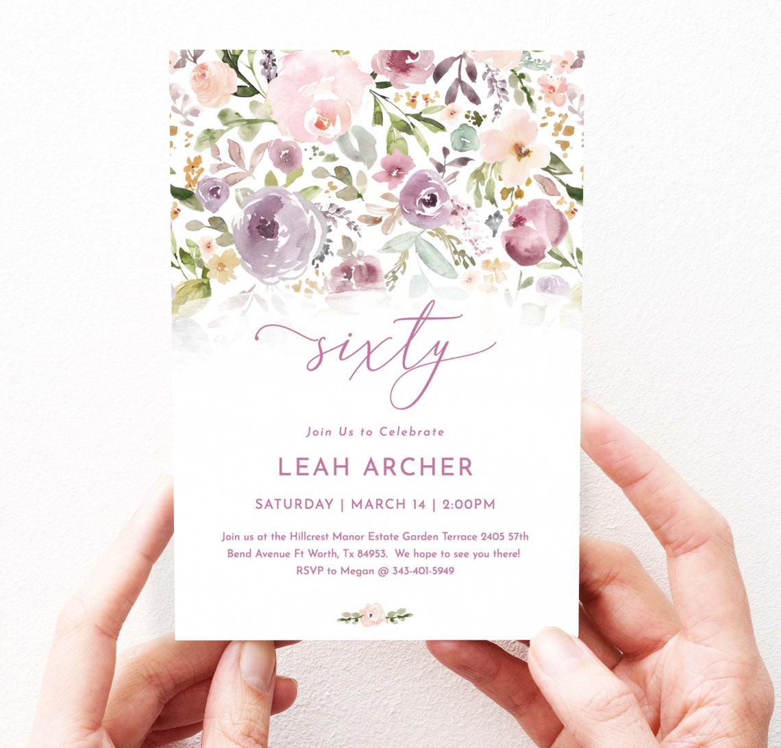 60th Birthday Invitations for Women 60th Birthday Invitation - Etsy