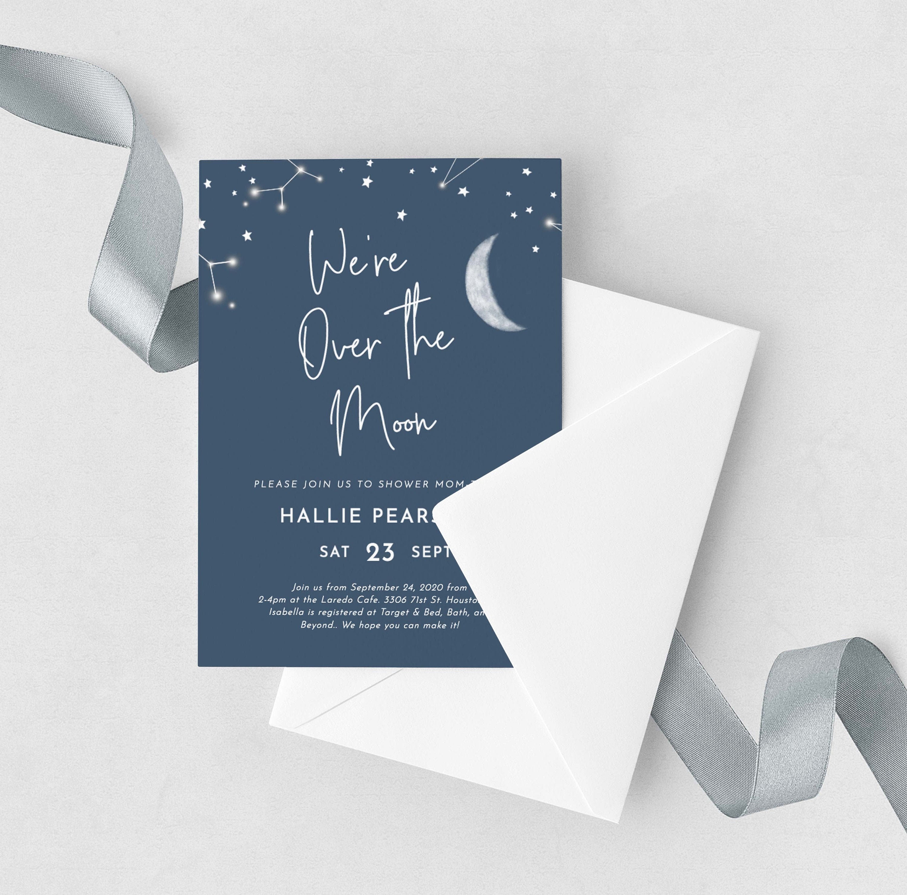 We Re Over The Moon Baby Shower Invitation Boy Baby Shower Etsy New Zealand