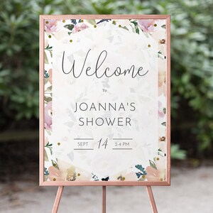 Baby Shower Welcome Sign, Welcome Sign, Shower Sign, Floral Baby Shower, Printable Floral Sign, Baby Shower Sign, Editable, Download, Portia