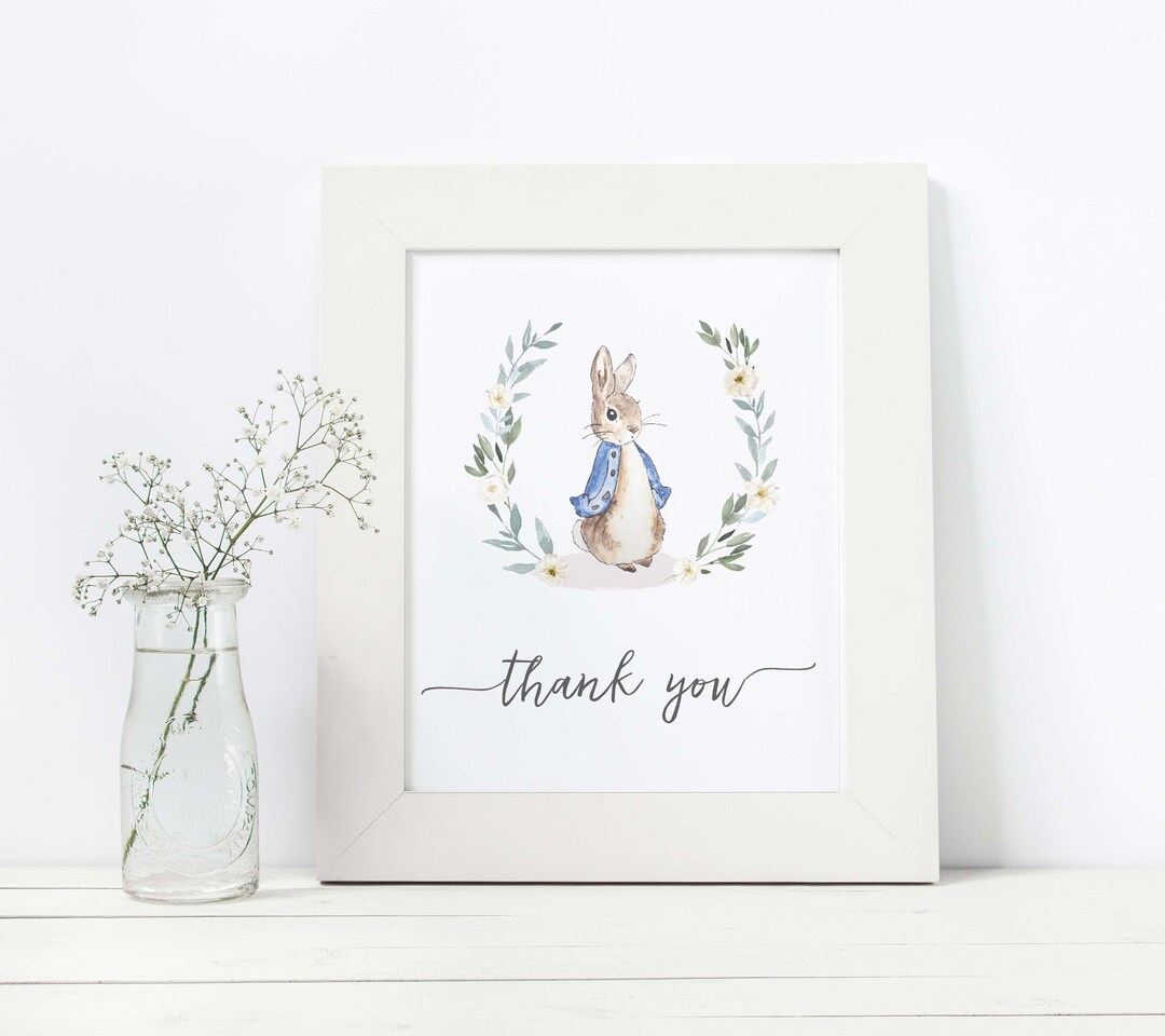 Boy Rabbit Baby Shower Thank You Sign, Printable Thank You Sign ...