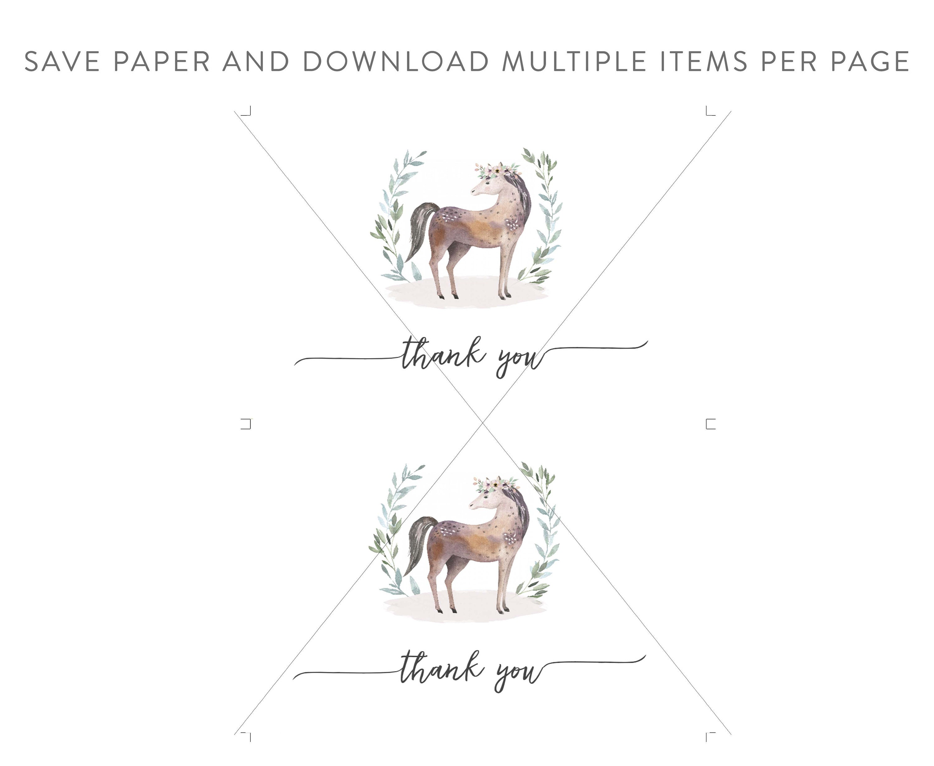 Horse Thank You Card Horse Birthday Party Thank You Note - Etsy Australia