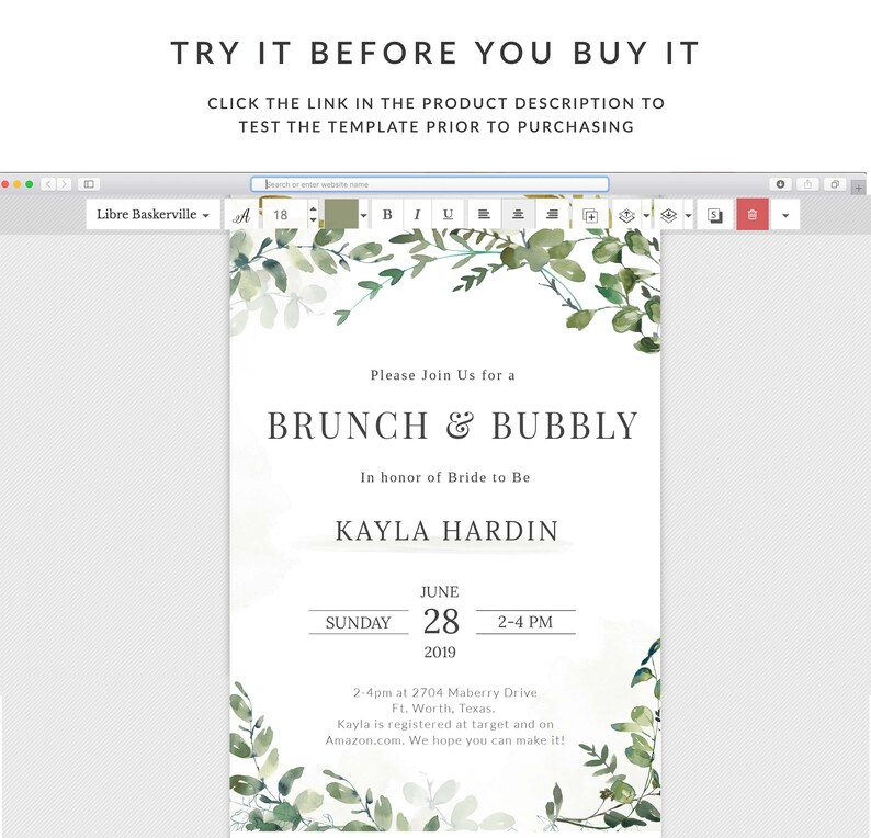 Greenery Bridal Shower E Invite Wedding Shower E Invitation Etsy