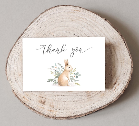 Cute Bunny Baby Shower Thank You Card, Spring Baby Shower Thank You Card Printable, Download, PDF, 91