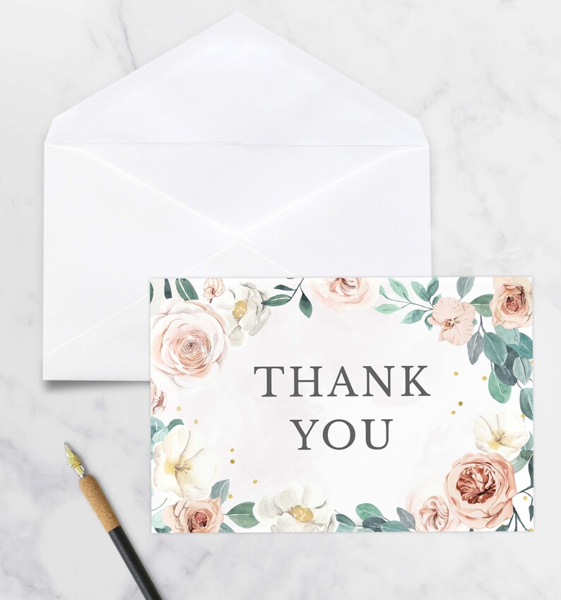Boho Floral Thank You Card Bridal Shower Thank You Card | Etsy