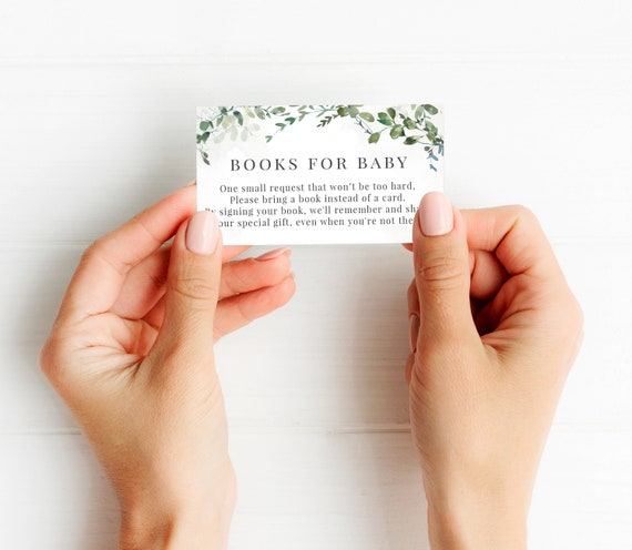 Book Request Baby Shower, Baby Book Request Card Insert, Printable Please Bring a Book Instead of a Card, Books for Baby PDF, Greens