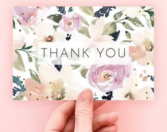 Floral Bridal Shower Thank You Card, Baby Shower Thank You Cards, Thank You Card PDF, Instant Download, Portia