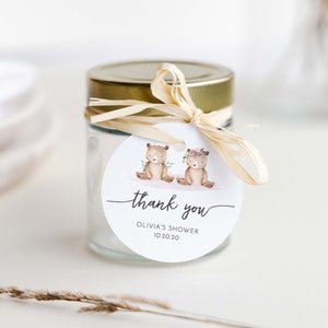 Boy Girl Twins Baby Shower Round Favor Tags, Twins Baby Shower Favor Tag Template, Girl and Boy Twins, Editable, Instant Download, 132