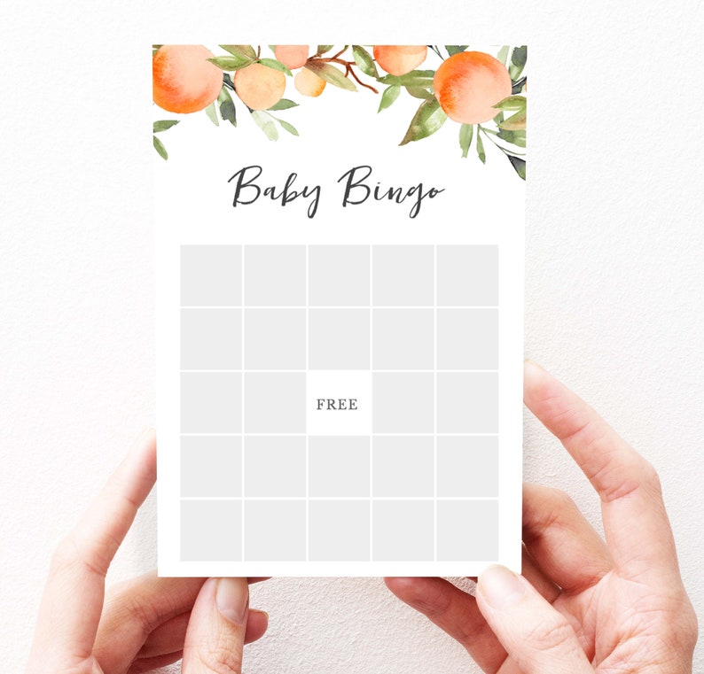 Little Cutie Shower Games Bingo Printable Baby Shower Game 145 Instant Download Editable Oranges Baby Shower Games
