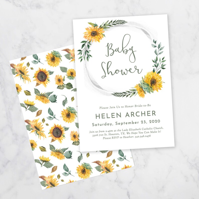 Sunflower Baby Shower Invitation Sunflower Baby Shower Etsy