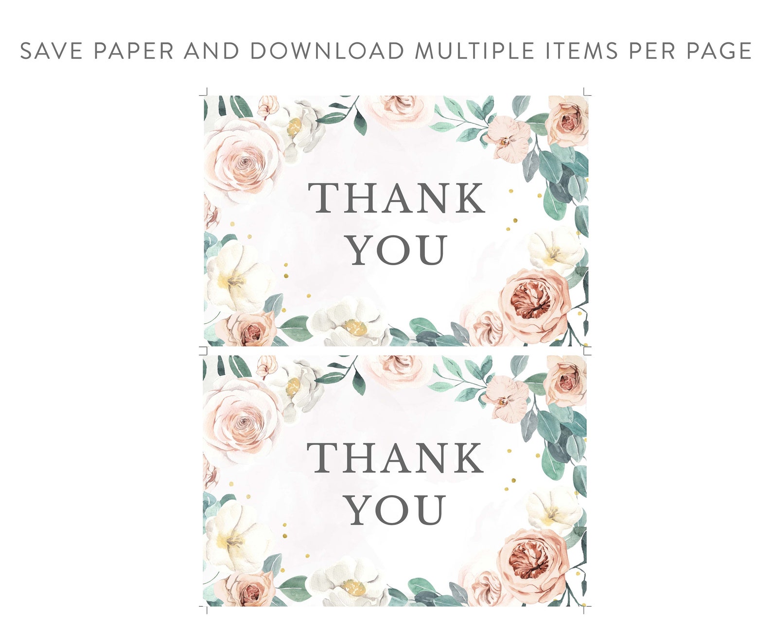 Boho Floral Thank You Card Bridal Shower Thank You Card | Etsy