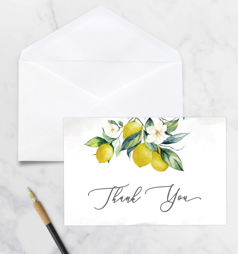 Lemon Thank You Card Lemon Bridal Shower Thank You Card Etsy