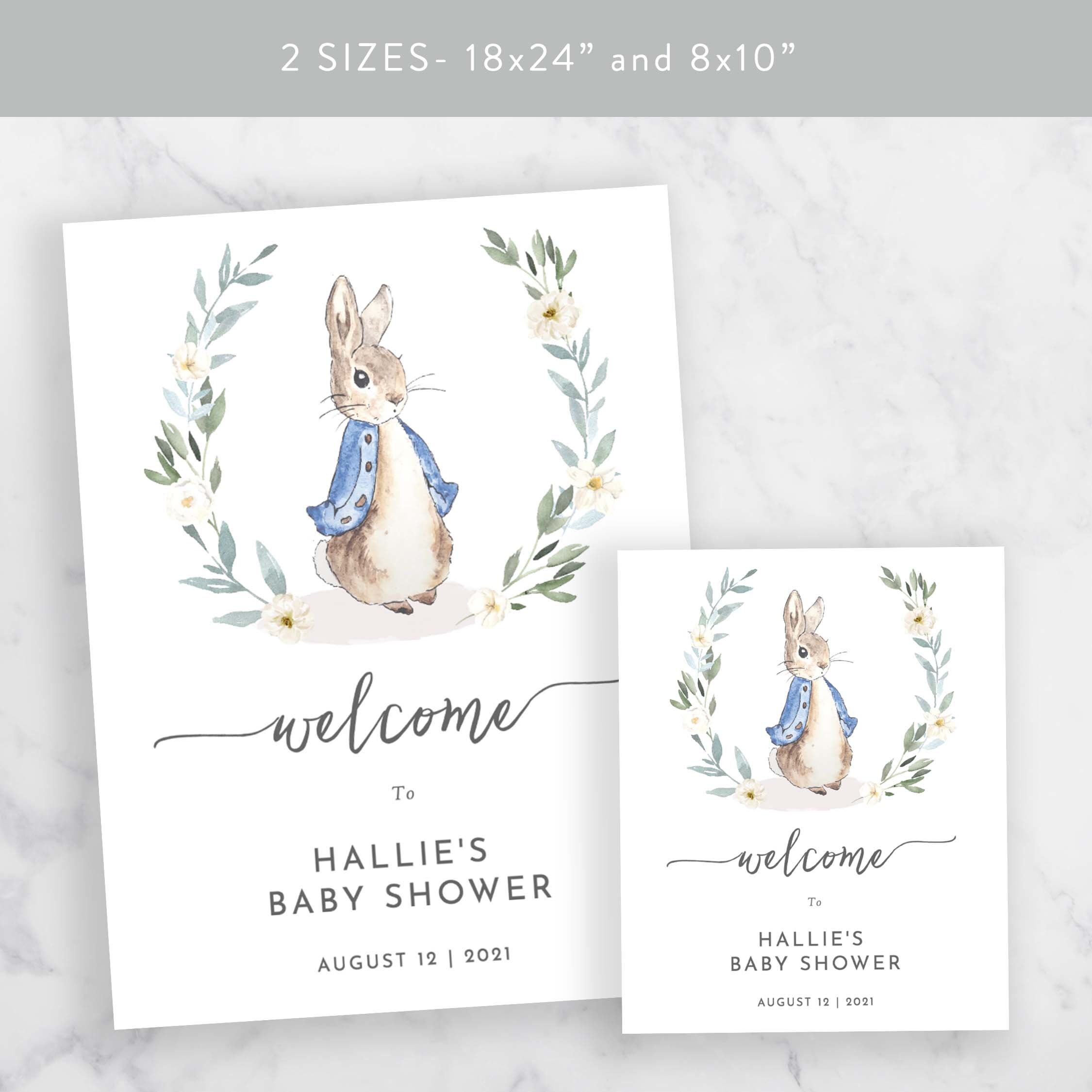 Baby Shower Welcome Sign, Baby Shower Decorations, Blue Peter Rabbit Baby  Shower Sign, Baby Shower Custom Birthday Party, RDGJ