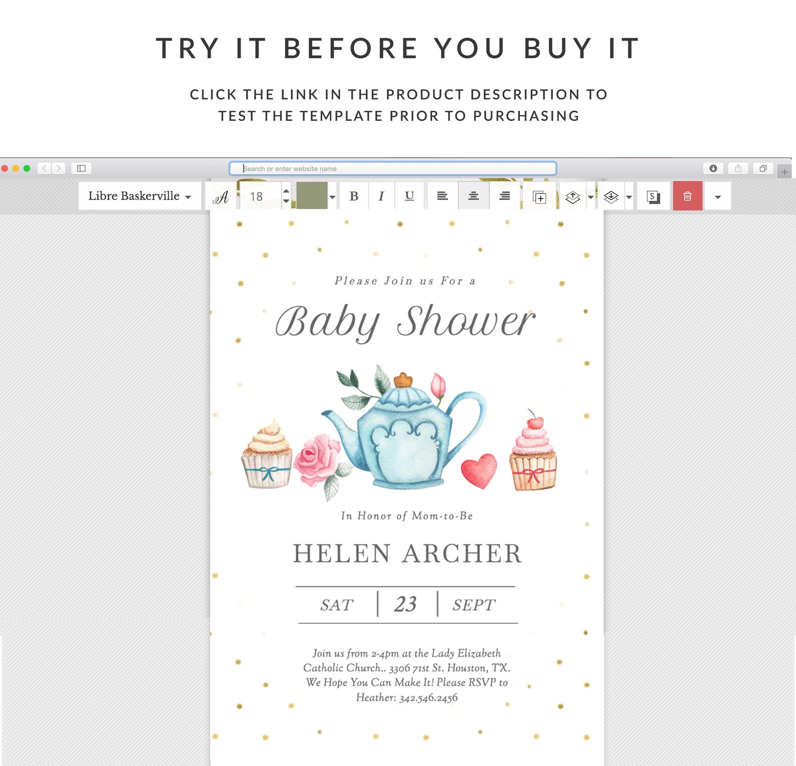 Printable Tea Party Sign, Bridal Shower Tea Party Welcome Sign ...