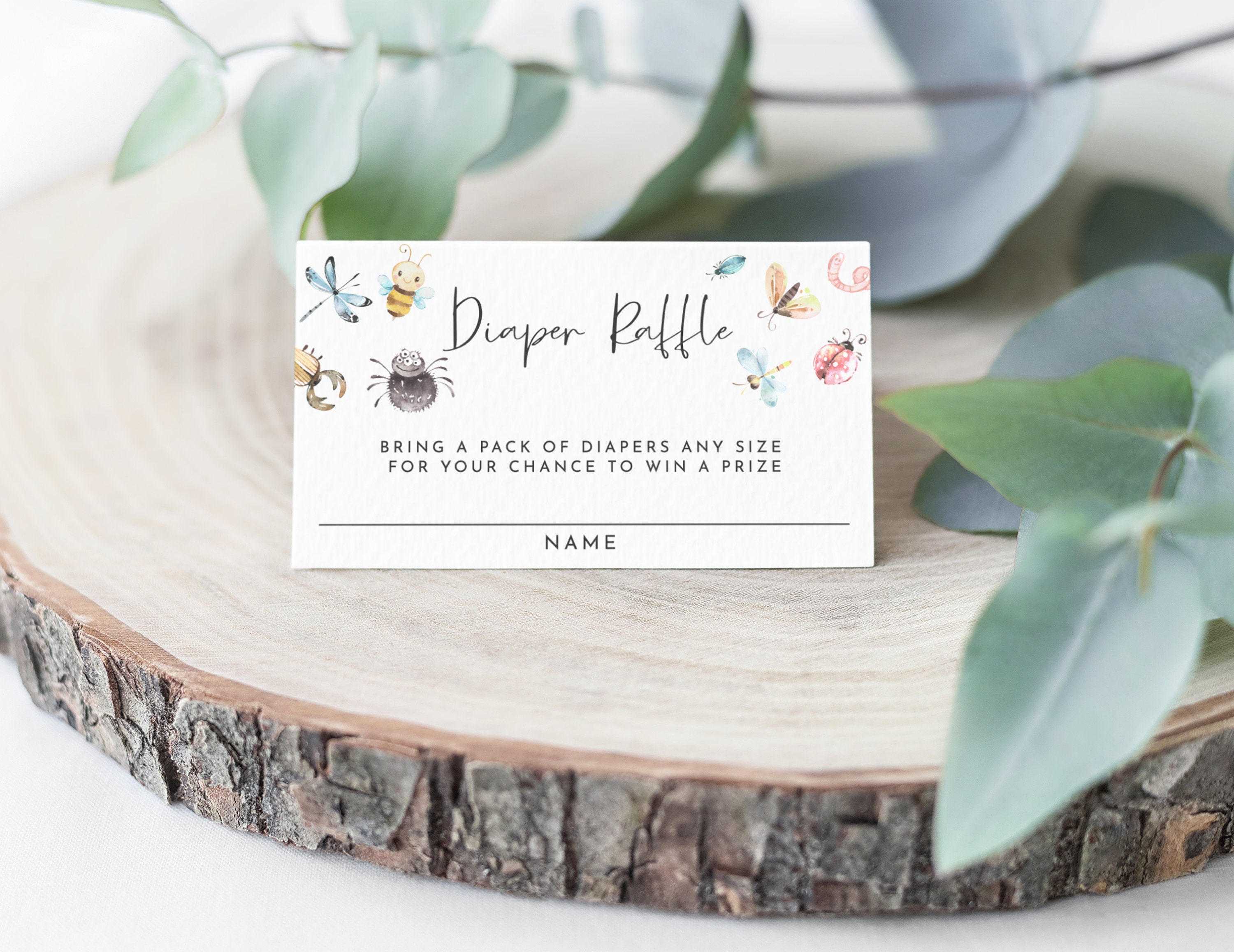 Bug Themed Baby Shower Boy Bring Diapers Card Printable Diaper Raffle ...
