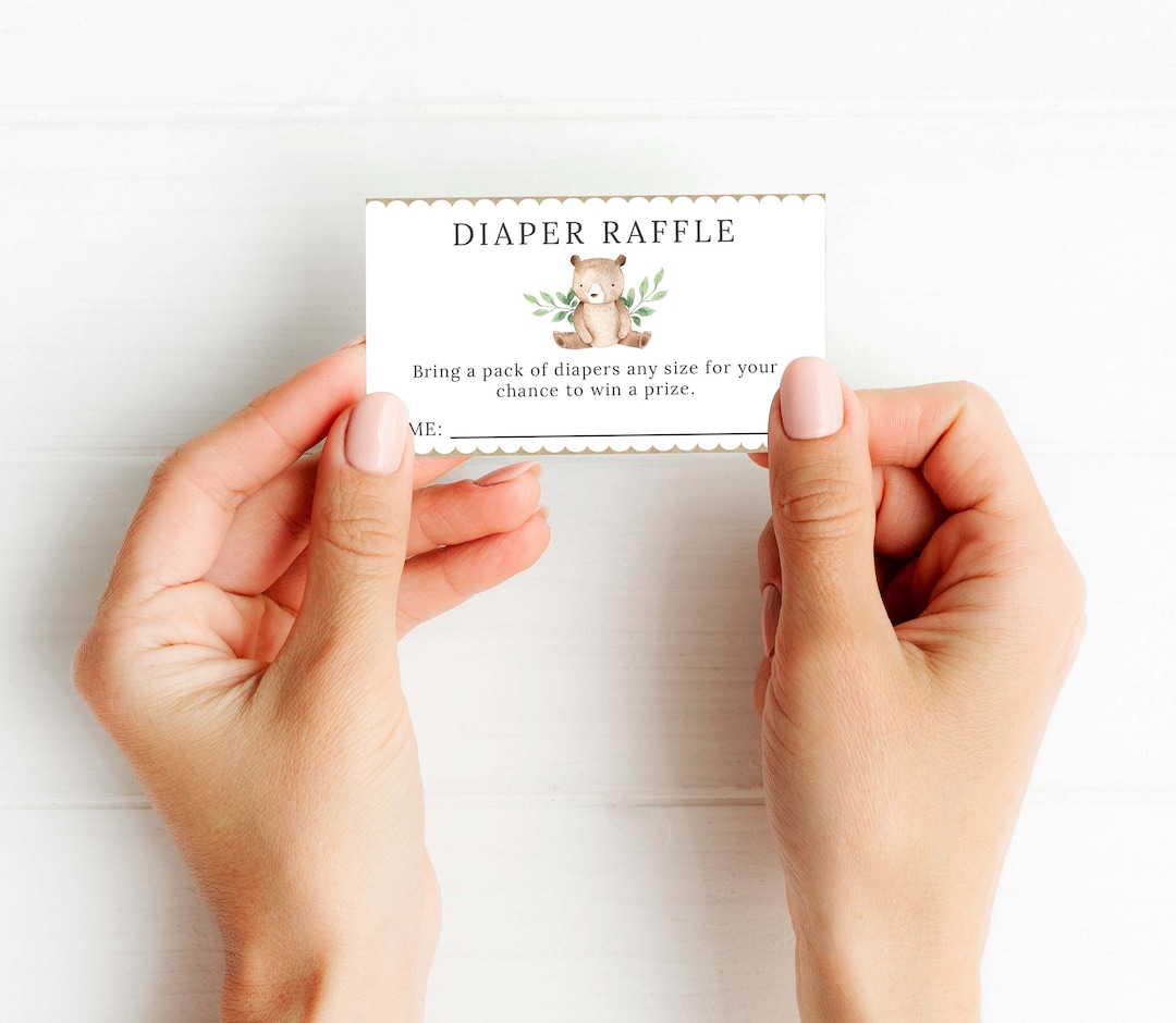 Diaper Raffle Infocard Diaper Raffle Card Insert Woodland, Diaper Card Insert, Diaper Shower ...