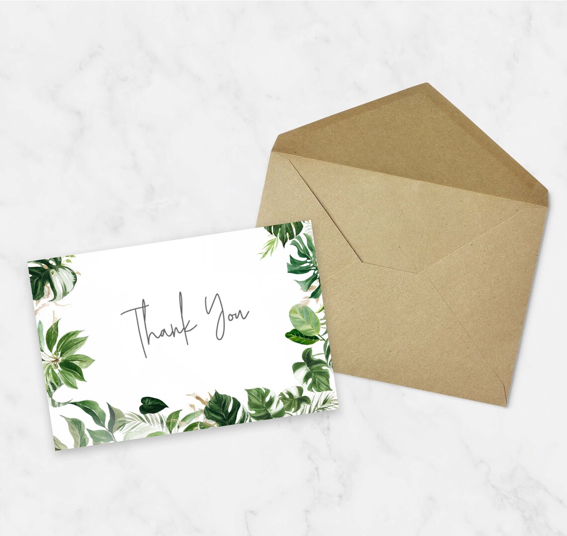 Tropical Baby Shower Thank You Card Printable Tropical Thank Etsy