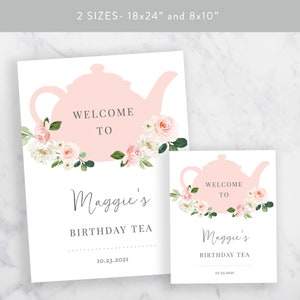 Editable Tea Party Sign Printable Tea Party Welcome Sign, Tea Party ...