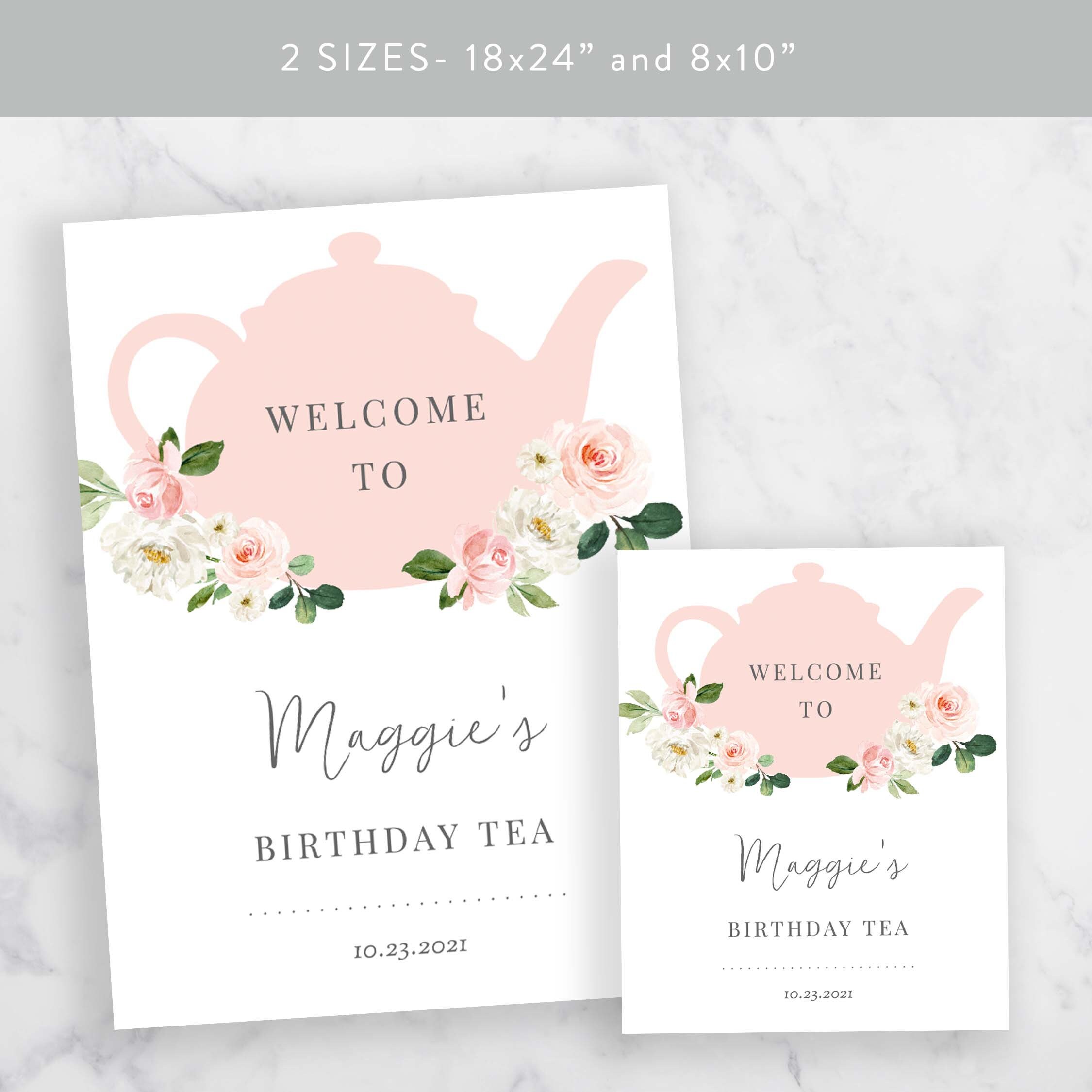 Editable Tea Party Sign Printable Tea Party Welcome Sign, Tea Party ...