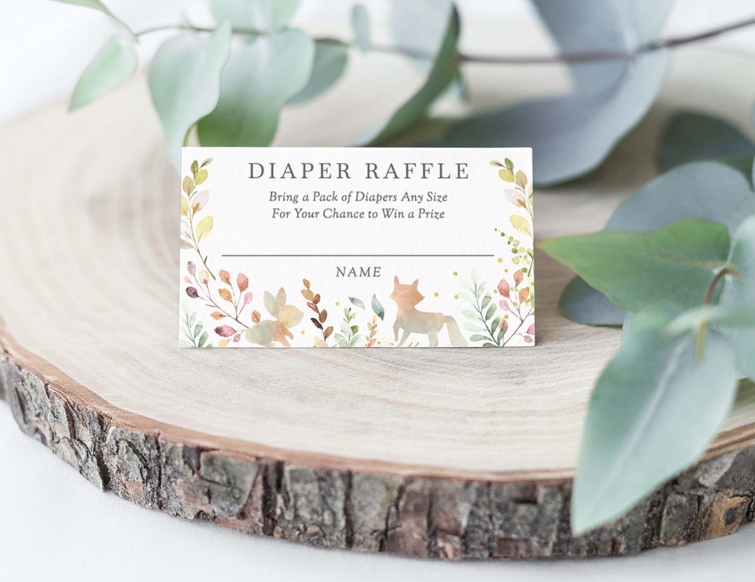 Diaper Raffle Infocard Diaper Raffle Card Insert Woodland, Diaper Card Insert, Diaper Shower ...