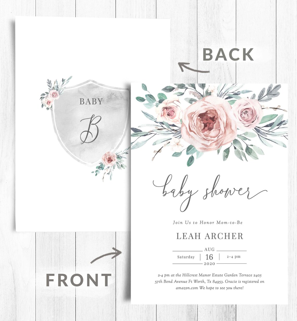 Printable Baby Shower Invitation Girl Shower Invites Floral Etsy