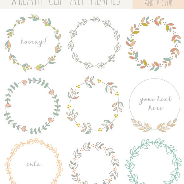 Hand Drawn Laurel Wreath Clip Art Images, Vector,  and Photoshop Brushes