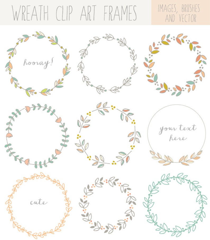 Hand Drawn Laurel Wreath Clip Art Images, Vector, and Photoshop Brushes image 1