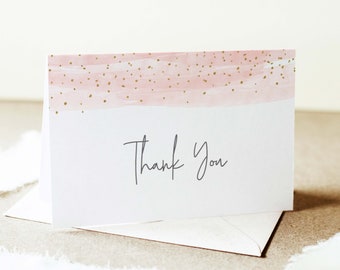 Boho Pink Girl Thank You Card Baby Shower Printable Thank You Cards Baby Shower Girl Thank You Card PDF Download, 59