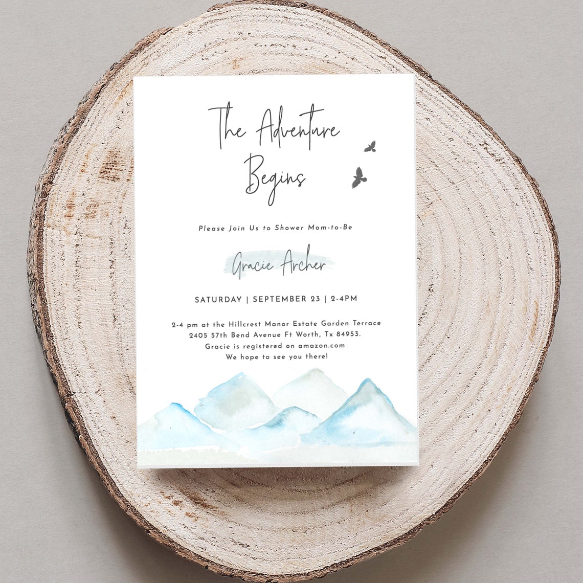 Mountain Baby Shower Invitation Template Boy Mountain Baby Etsy