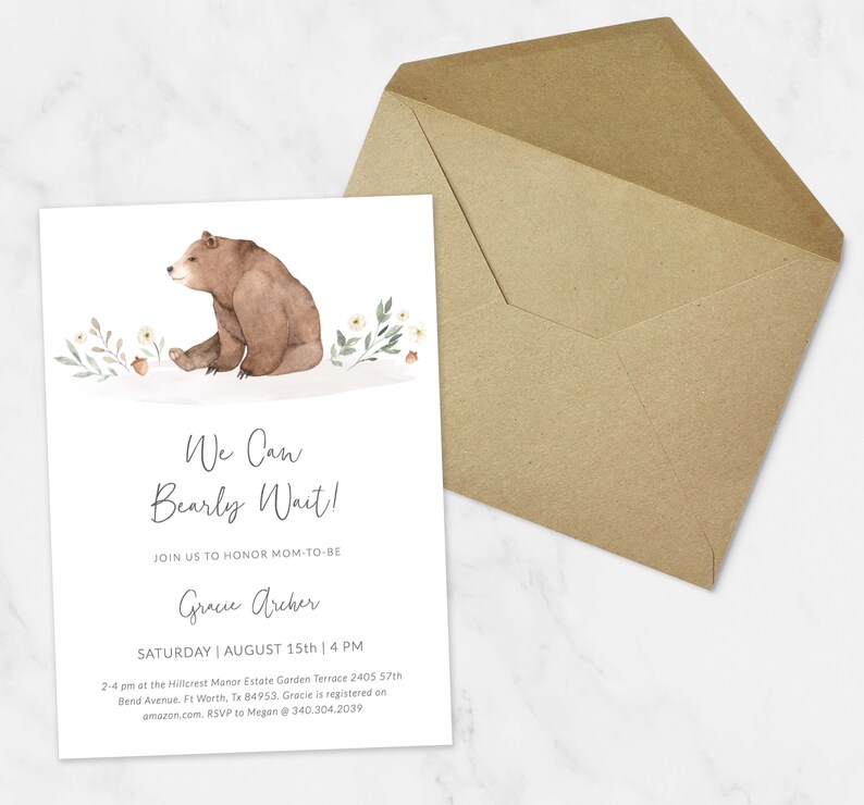 Bear Baby Shower Invitation Bear Baby Boy Shower Invitation Etsy