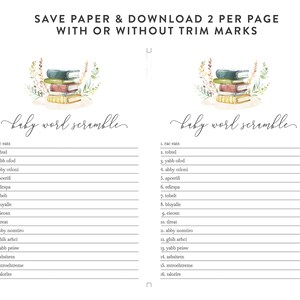 Books Baby Shower Games Word Scramble, Book Baby Shower Game Instant Download, Storybook Shower, Instant Download, 35 image 3