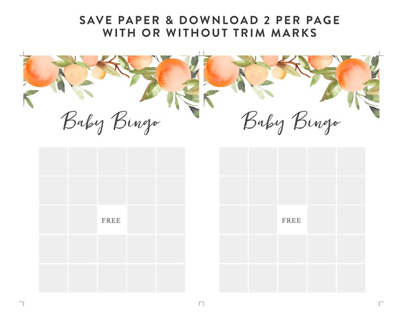 Little Cutie Shower Games Bingo Printable Baby Shower Game 145 Instant Download Editable Oranges Baby Shower Games