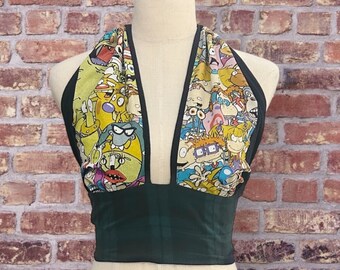 Upcycled Nickelodeon Tshirt Tie Back Halter One Size Fits Mose Recycled Fashion