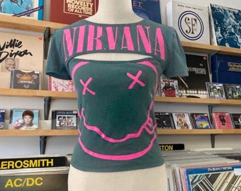 Upcycled  Nirvana Tshirt Recycled Repurposed Fashion L/XL