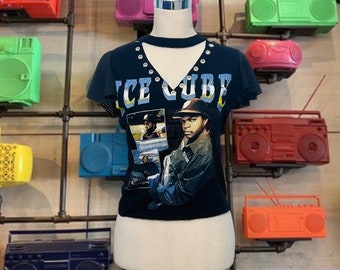 Upcycled Band Tshirt MeshFlutter Short Sleeve Size Small/Medium Recycled Repurposed Fashion Ice Cube
