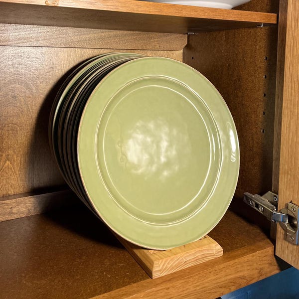 Wooden Plate Rack: Vertical Cabinet Organizer for Oversized Plates