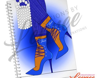 Zeta Phi Beta Personalized, Shoe Art, Notebook, Black Girl, Black Sorority Custom Notebook