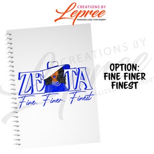 Zeta Phi Beta Personalized Notebook, Black Sorority Custom Notebook Fine Finer Finest