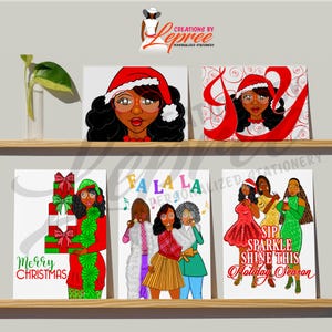 Paquete de tarjetas de Papá Noel de raza negra / Juego de 10 tarjetas navideñas afroamericanas / Juego de tarjetas navideñas diversas / Tarjetas de felicitación de Papá Noel de raza negra
