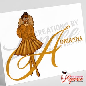 Personalisierte Monogramm-Karte | Benutzerdefinierte Alphabet Karte | Schwarzes Frauen-Briefpapier | Mode-Illustration | Füge Deine Namenskarte hinzu