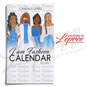 Black Girl Fashion-maandkalender, maandkalender zonder datum, lichtblauwe kalender