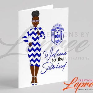 Carte de bienvenue personnalisée Zeta Phi Beta, carte de membre, homologation, initiation, carte de sororité