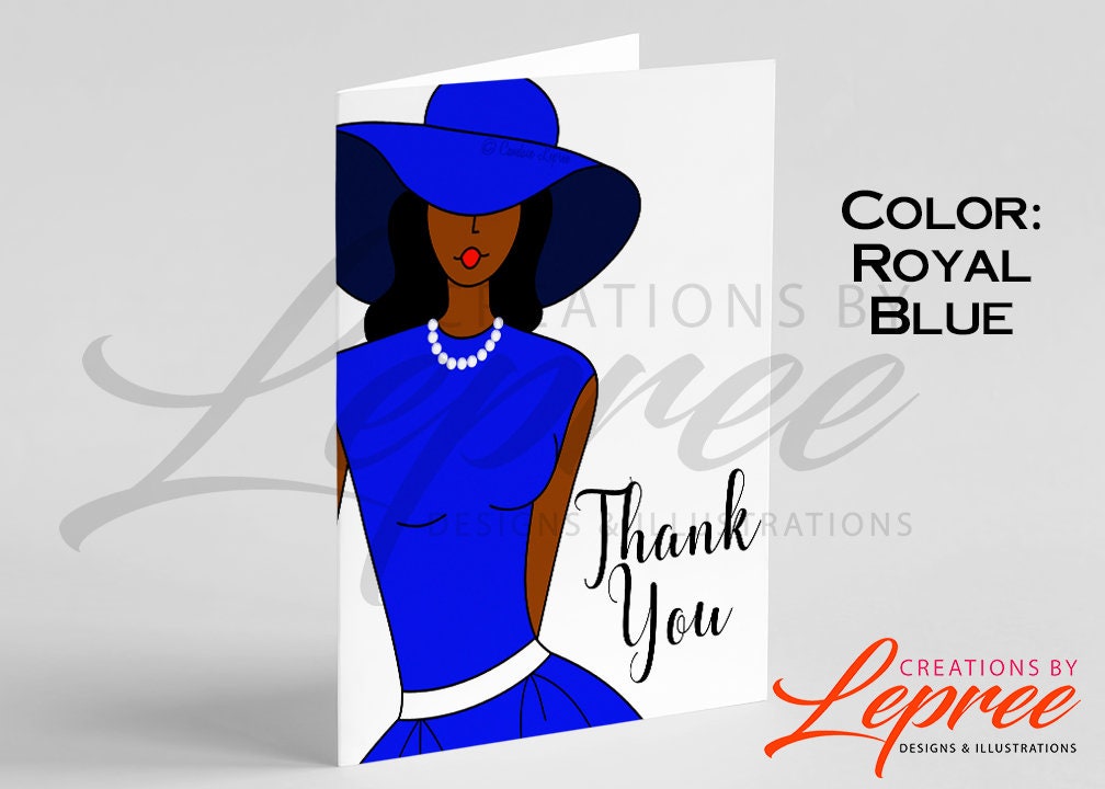 Personalized Hat Lady Thank You Card, Black Sorority Card - Etsy