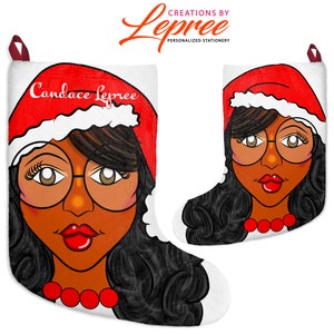 Personalized Black Santa, Miss Claus Christmas Stocking