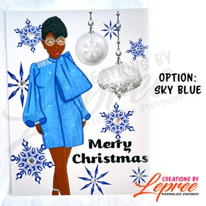 Cartoline di Buon Natale nere personalizzate, donna afro-americana, donna nera