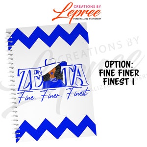 Zeta Phi Beta Personalized Notebook, Black Sorority Custom Notebook Fine Finer Finest 1