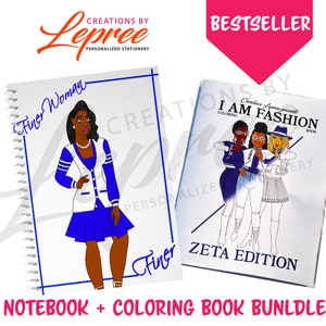 Zeta Phi Beta Black Sorority, Black Girl Notebook and Coloring Book Bundle image 1