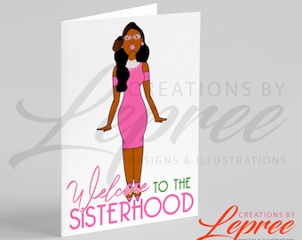 AKA Inspired Personalized Pink and Green Black Sorority Membership, Initiation, Probate Card, Gift