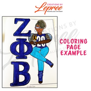 Zeta Phi Beta Black Sorority, Black Girl Notebook and Coloring Book Bundle image 6